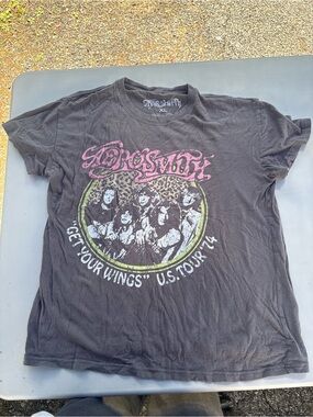 Aerosmith 'Get Your Wings' Tour 1974 Black Graphic Tee